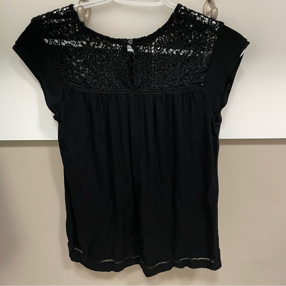 Black Embroidered Mini Sleeve Summer Tshirt by Mandee Women’s Small - Picture 2 of 8